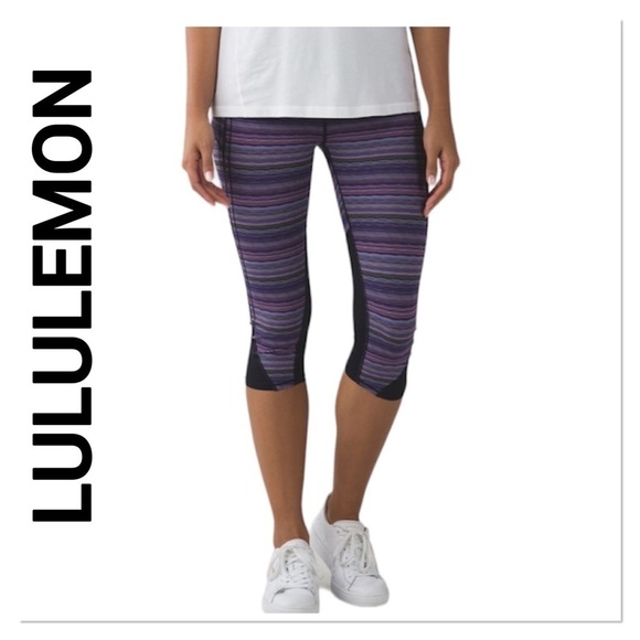 LULULEMON Vent it Out Crop Legging in Space Dye Twist Ultra Violet & Navy - Picture 1 of 12